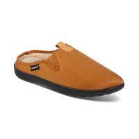 Isotoner Men’s Microsuede Hoodback Slipper – Cognac, Medium