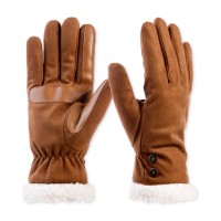 Isotoner Signature Women’s Microsuede Water-Repellent Gloves – Cognac, Large/X-Large