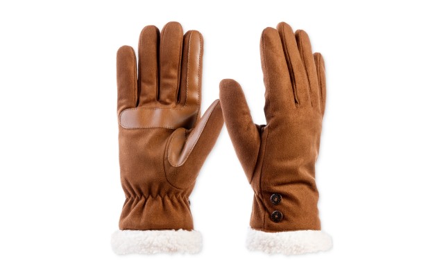  Signature Women’s Microsuede Water-Repellent Gloves – Cognac, Large/X-Large