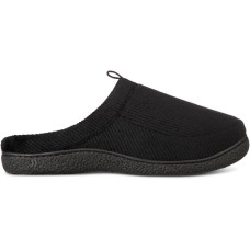 Isotoner Wallace Mens Corduroy Comfort Slide Slippers, Black, Medium
