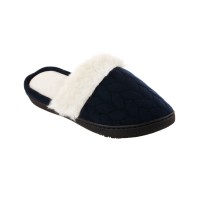 Isotoner Women’s Textured Jersey Knot Ansley Comfort Clog Slippers, Navy, Medium