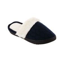 Isotoner Women’s Textured Jersey Knot Ansley Comfort Clog Slippers, Navy, Medium