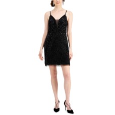 J Kara Womens Sequin Sleeveless Mini Dress, Black/M