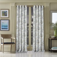 J Queen New York Pristina Floral-Paisley Grommet Curtain Panel, 50×95, Gray