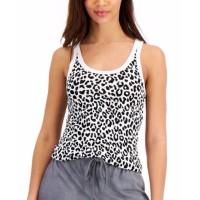 Jenni by Jennifer Moore Womens Basic Ribbed Tank Tops, Black/White, Small
