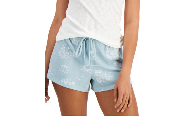  Womens Drawstring Pajama Sleep Shorts, Navy, X-Small