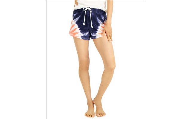 Jenni Cotton Tie-Dyed Pajama Shorts, Navy, Medium