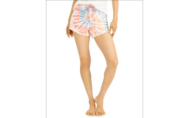Jenni Cotton Tie-Dyed Pajama Shorts, Orange, Medium