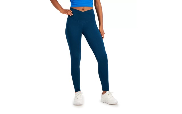  On Repeat Crossover Full Length Leggings, Blue, X-Large
