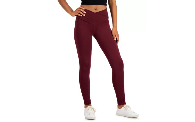  On Repeat Crossover Full Length Leggings, Burgundy, Large