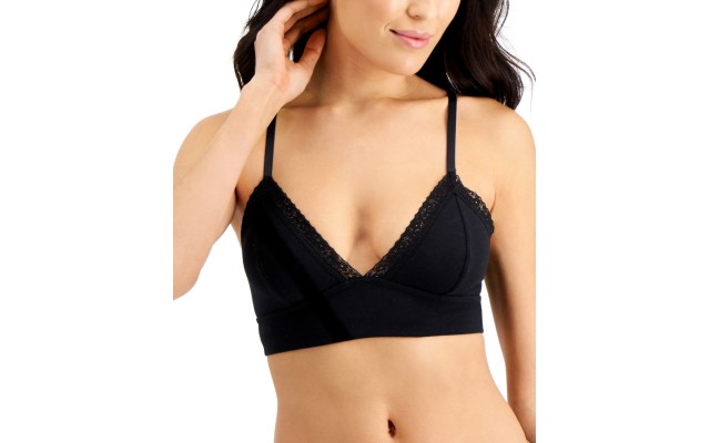  On Repeat Wide Lace Bralette, Black, Medium