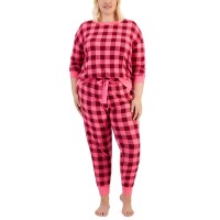 Jenni Plus Size 2-Pc. Printed Supersoft Packaged Pajama Set, Pink, 1X