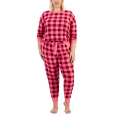Jenni Plus Size 2-Pc. Printed Supersoft Packaged Pajama Set, Pink, 1X