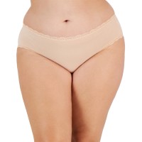 Jenni Plus Size Lace-Trim Hipster Underwear, Beige, 3X