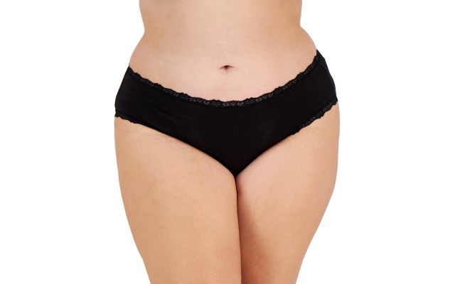  Plus Size Lace-Trim Hipster Underwear,Black, 1X