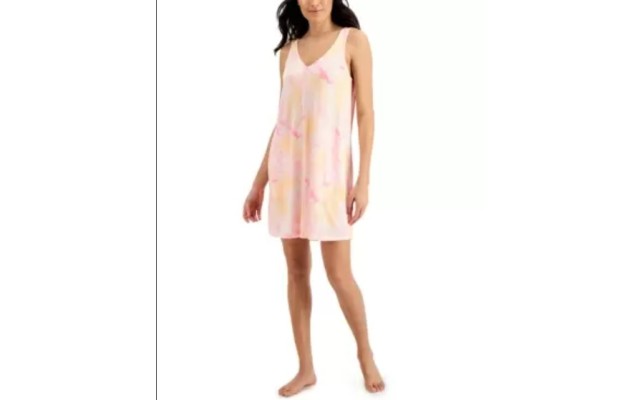 Jenni Printed Tank Chemise Nightgown, Pink, Small