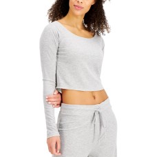 Jenni Rib-Knit Long Sleeve Sleep Crop Tops