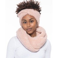 Jenni Solid Sherpa Headband, Blush, 10″x 4″