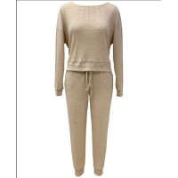 Jenni Waffle Knit Pajama Set, Beige, X-Large