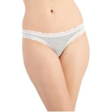 Jenni Women s Lace-Trim Thong, Grey, Medium