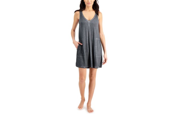  Women’s Washed Tank Chemise Nightgowns, Cast Iron, Small