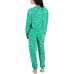  Women’s 2-Pc. Long-Sleeve Packaged Pajamas Set, Green, X-Large