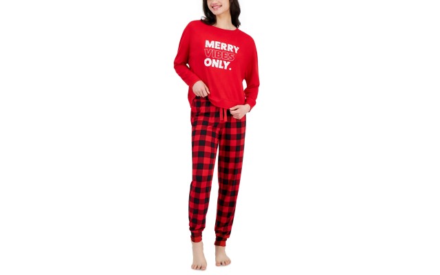  Women’s 2-Pc. Long-Sleeve Packaged Pajamas Set (Buffalo Check, Small)