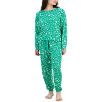 Jenni Women’s 2-Pc. Long-Sleeve Packaged Pajamas Set, Green, X-Large