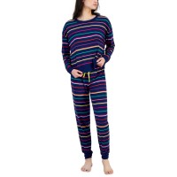 Jenni Women’s 2-Pc. Long-Sleeve Packaged Pajamas Set, Navy, X-Large
