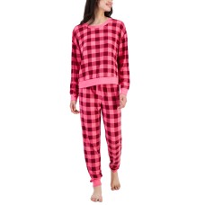 Jenni Women’s 2-Pc. Long-Sleeve Packaged Pajamas Set, Pink, X-Large
