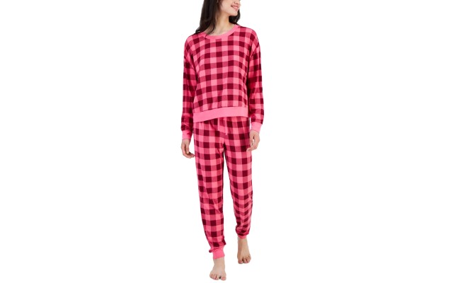  Women’s 2-Pc. Long-Sleeve Packaged Pajamas Set, Pink, X-Large