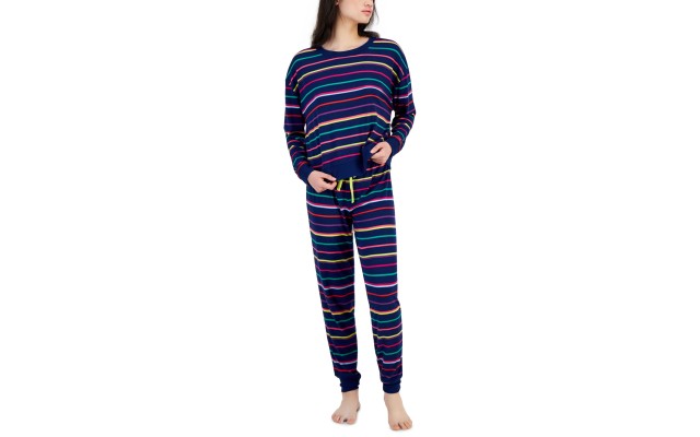  Women’s 2-Pc. Long-Sleeve Packaged Pajamas Set,Navy, XX-Large