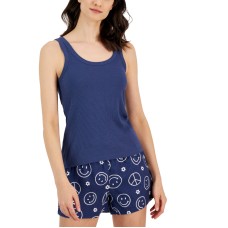 Jenni Women’s Cozy Ribbed Scoop-Neck Sleep Tank Top, Navy, Large