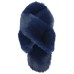 Jenni Women’s Crisscross Faux Fur Slide Boxed Slippers, Navy, Small
