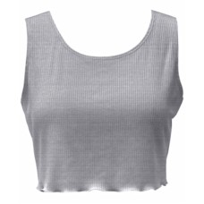 Jenni Women’s Cropped Rib-Knit Sleep Tank Top, Heather Grey, Large