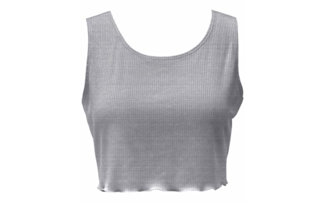  Women’s Cropped Rib-Knit Sleep Tank Top, Heather Grey, Large