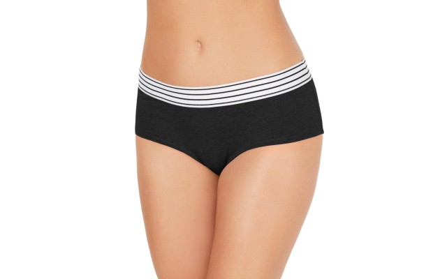  Women’s Elastic Waistband Cotton Hipster Underwear, Black, Large