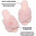 , Women’s Faux-Fur Solid Crossband Slippers,  L (9-10), M (7-8)