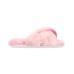  Women’s Faux-Fur Solid Crossband Slippers, Pink, Small (5-6)