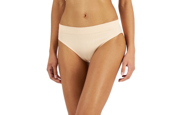  Women’s Hi-Cut Seamless Bikini Underwear, Beige, Large