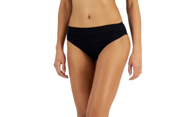  Women’s Hi-Cut Seamless Bikini Underwear, Black, Large