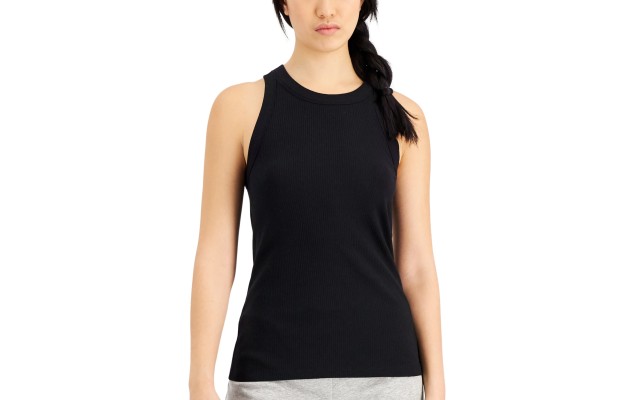  Women’s High-Neck Pajama Tank Top, Black, Large