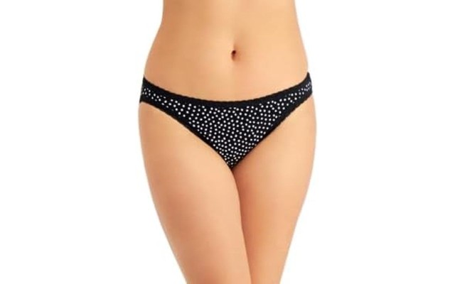  Women’s Lace Trim Bikini Underwear, Black Whimsydot, XX-Large