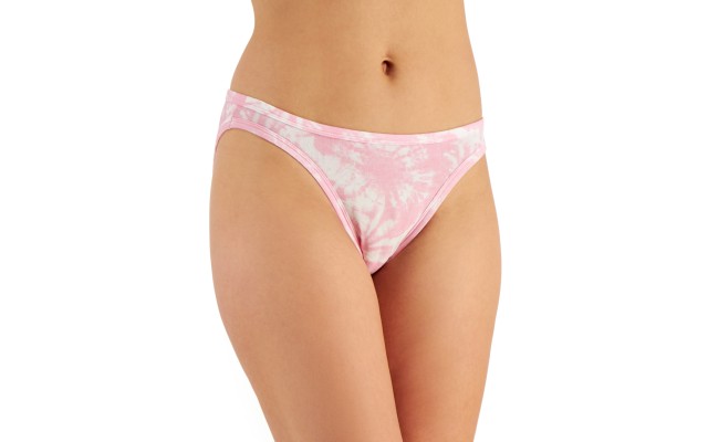  Women’s Lace Trim Bikini Underwear, Tiedye Pink, XXXL
