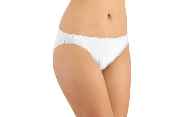  Women’s Lace Trim Bikini Underwear, White, XXL