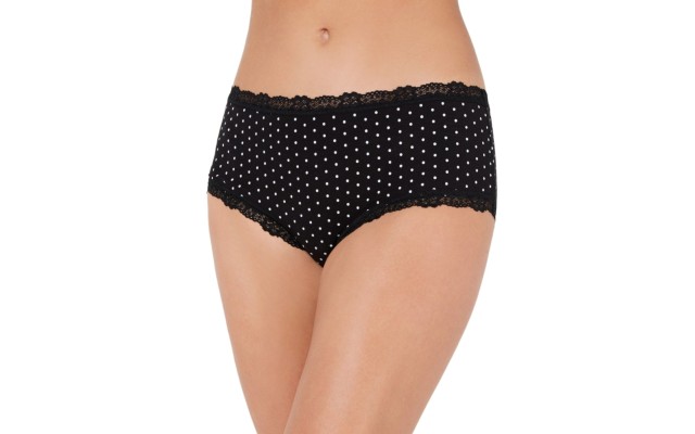  Women’s Lace Trim Hipster Underwear, Black, XXL