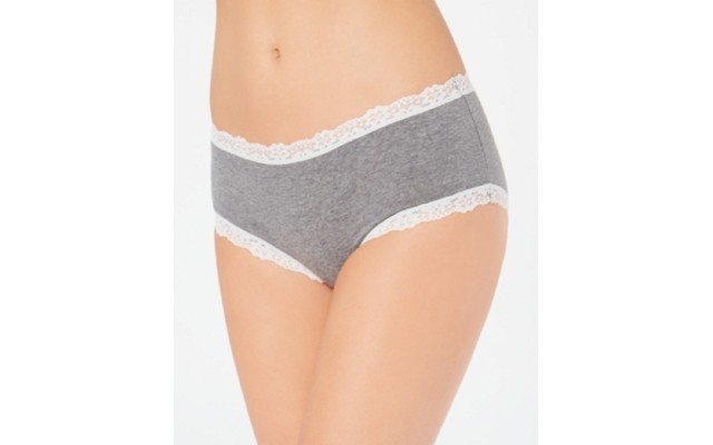  Women’s Lace Trim Hipster Underwear, Gray, XXL