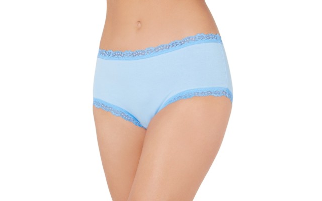  Women’s Lace Trim Hipster Underwear, Light Blue, XXL