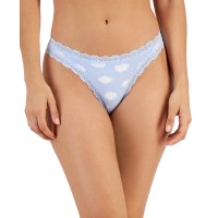 Jenni Women’s Lace-Trim Thong, Light Blue, Large