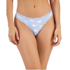 Jenni Women’s Lace-Trim Thong, Light Blue, Medium